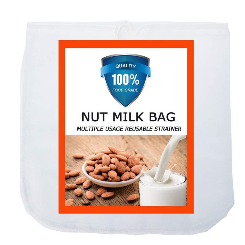 Carrollar Nut Milk Bag, Pro Quality Multiple Usage Reusable Food Strainer, Cold Brew Coffee Bag Cheese Cloth, Ultra Fine Nylon Mesh Food Grade for Milk, Juice, Coffee, Tea, 12"x12" (2 pack) - Image 1